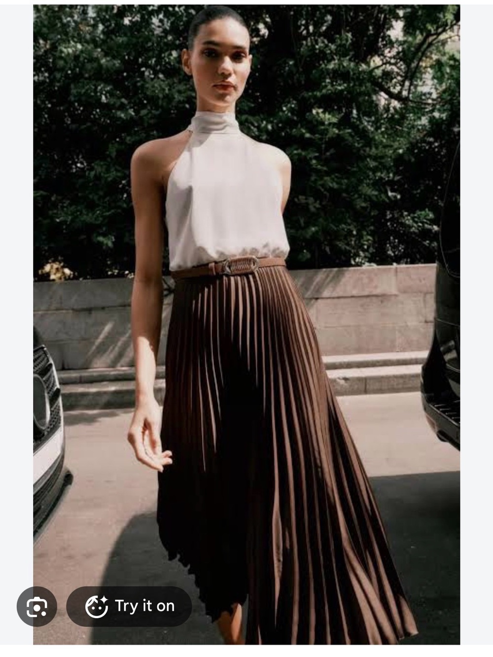 Pleated Combination midi dress Zara- XS
